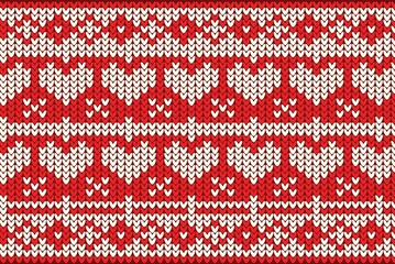 red knitting Christmas vector background snowflakes
