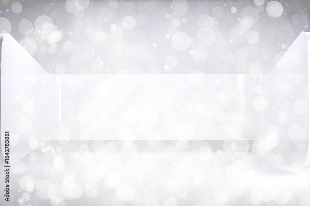Aufkleber white ribbon banner with folded ends is spanning center of soft bokeh background in flat design