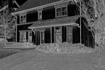 Pretty house with a black and white filter