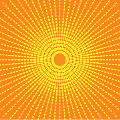 Abstract light yellow sun rays background with circle pattern, vector Illustration