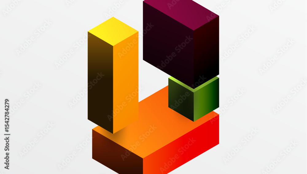 Aufkleber Abstract geometric shapes create layered structure. Warm colors dominate design, suggesting depth, dimension. Modern visual composition.