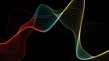 Futuristic Spectrum waves line vibrant color on black background