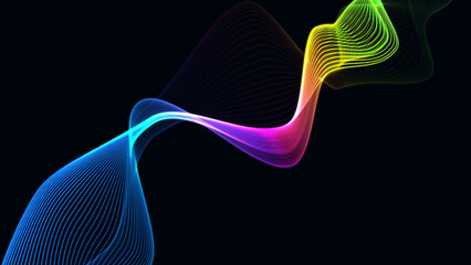 Futuristic Spectrum waves line vibrant color on black background