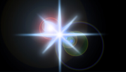 Une belle étoile blanche avec un effet halo derrière sur un fond noir.
