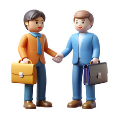 Obraz premium Businessmen Handshake 3D Render with Transparent Background, PNG - Perfect for Presentations and Illustrations