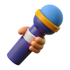 Cartoon Microphone Hand Holding PNG Transparent Background, 3D Render,  Perfect for Podcast, Broadcasting, and Singing Illustrations