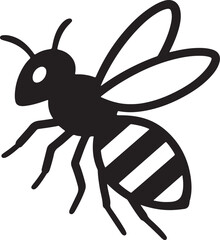 Black and White Simple Bee Icon Art