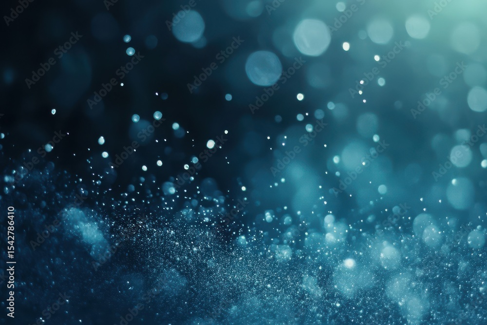 Poster underwater particles create dynamic motion in a vibrant blue background environment, underwater part