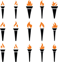 Torch vector icon set illustration design template