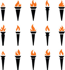 Torch vector icon set illustration design template