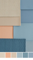 Fototapeta premium Washed Denim and Neutral Fabric Swatches