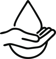 Dermatology tested vector icon in line style with water drop, hand with water logo. Dermatology test and dermatologist clinic icon, business concept allergy free and healthy