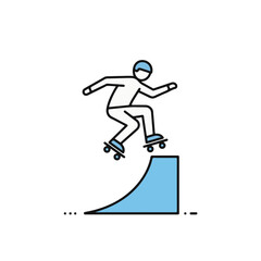 Fototapeta premium Skateboarder jumping on ramp illustration