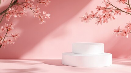 Pink blossom display pedestal