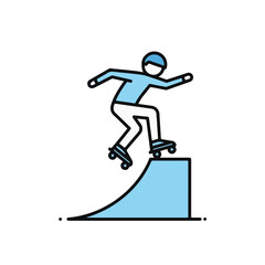 Obraz premium A dynamic illustration of a skateboarder executing a trick on a ramp.