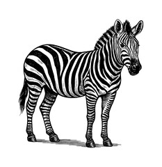 Obraz premium Zebra Standing Calmly with Detailed Black and White Stripes Illustration Art