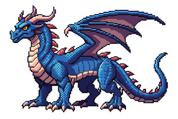 Pixel Art Dragon – Fantasy Flying Reptile in 8-bit 16-bit 32-bit for Game Assets