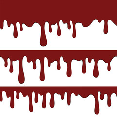 Melted chocolate dripping on white background, Vector Illustration of Liquid Chocolate Cream