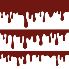 Melted chocolate dripping on white background, Vector Illustration of Liquid Chocolate Cream