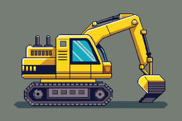 Pixel Art Excavator – Construction Site Vehicle in 8-bit 16-bit 32-bit Retro Style	
