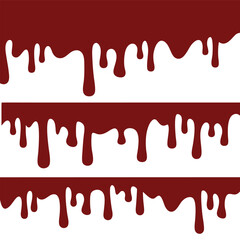 Melted chocolate dripping on white background, Vector Illustration of Liquid Chocolate Cream