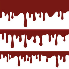 Melted chocolate dripping on white background, Vector Illustration of Liquid Chocolate Cream
