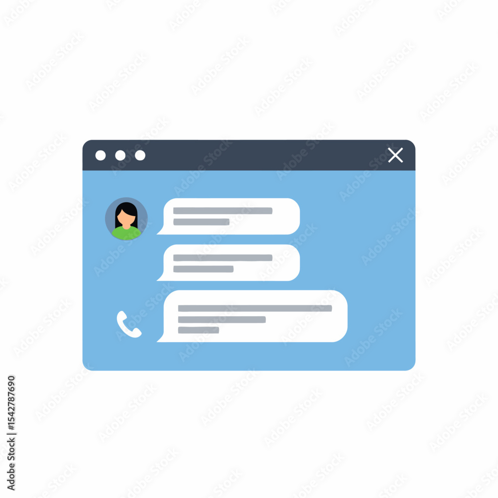 Poster online chat window displaying three messages and a phone icon.