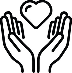 hand holding heart icon, charity hand, Donation hand symbol, Vector illustration