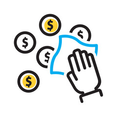 Vector multi color icon for Money wipe