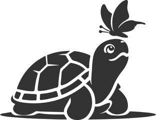 Drawing silhouette of a tortoise animal vector black