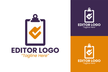 Modern and Professional Editor Logo in Purple and Orange for Editorial Services Branding