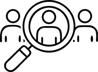 Search job vacancy icon thin line style. Loupe career symbol on white isolated background. Find people employer business concept. editable stroke vector illustration eps10