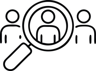 Search job vacancy icon thin line style. Loupe career symbol on white isolated background. Find people employer business concept. editable stroke vector illustration eps10