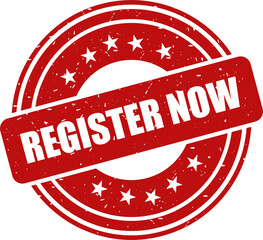 Register now red stamp, Stamp round style