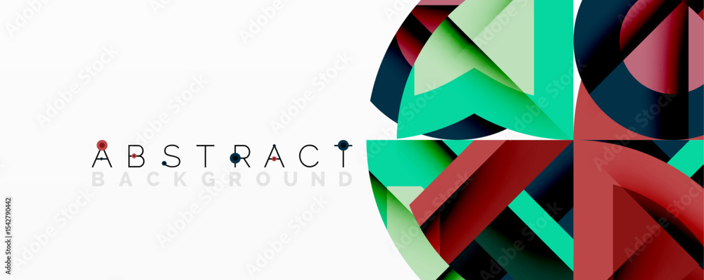 Aufkleber Geometric shapes overlap, creating vibrant colorful abstract background. Modern design features layered elements, gradients.