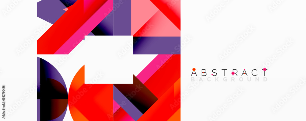Aufkleber Geometric shapes overlap, creating vibrant colorful design. Modern abstract background with space for text.