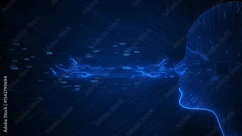 Aufkleber artificial intelligence. abstract geometric human head outline with circuit board. technology machin
