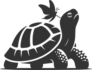 Drawing silhouette of a tortoise animal vector black