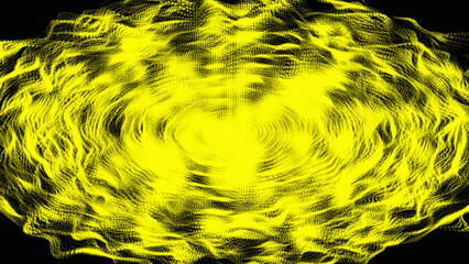 abstract  gold polygon moving wave  blur effect .Yellow digital posterization background of spots are twisted in a spiral. Illustration