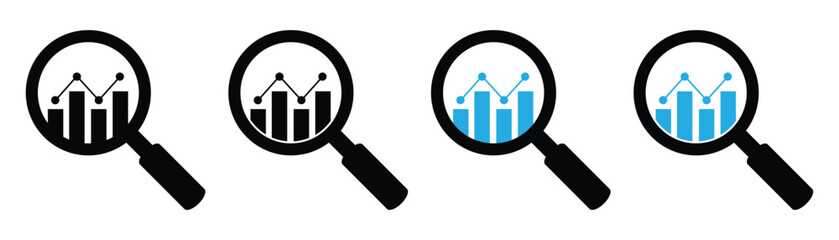 Data Analysis Icon Set – Flat Vector Analytics, Report, Chart, and Research Symbols Vecto illustration.