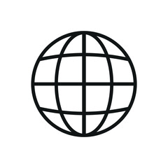 Globe with outlined meridians and axis stand presents an elegant and smart study icon.