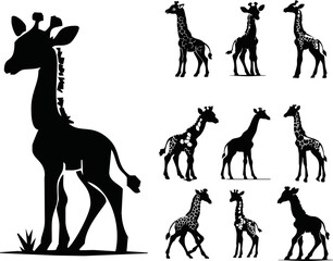 Giraffe silhouette vector art illustration