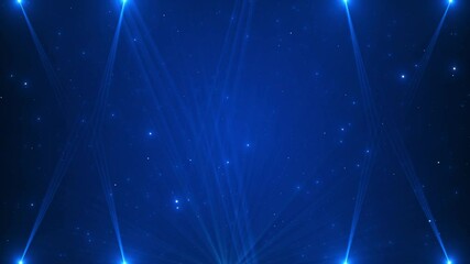 Spotlight stage. Optical lens flares overlay shine effect 4K Blue Spotlight Stage Animation. Elegant Event Lighting with Dramatic Beams. Perfect Concerts, Performances, Award Shows, and Presentations - Powered by Adobe