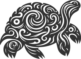 Drawing silhouette of a tortoise animal vector black