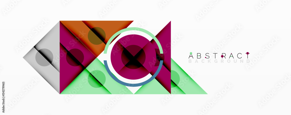Aufkleber Modern abstract design features overlapping geometric shapes. Vibrant colors create dynamic visual composition. Clean lines, gradients present stylish backdrop.