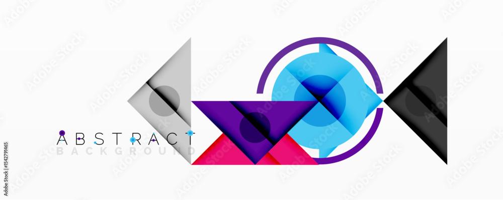 Poster Modern abstract design features geometric shapes, vibrant colors, dynamic composition. Clean lines, gradients create visual interest.