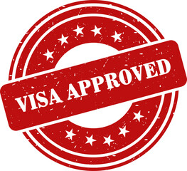 Visa approved red stamp, Stamp round style