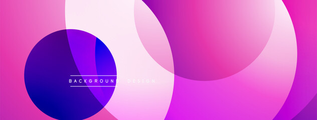 Abstract pink purple gradient circles overlap. Modern design, smooth transitions create dynamic visual effect. Background suitable for presentations.