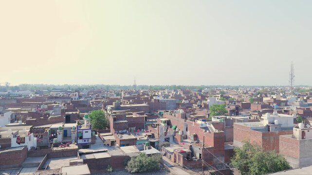 Aerial View of Brick Homes in Countryside Neighborhood