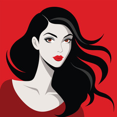 Striking Woman Red Background